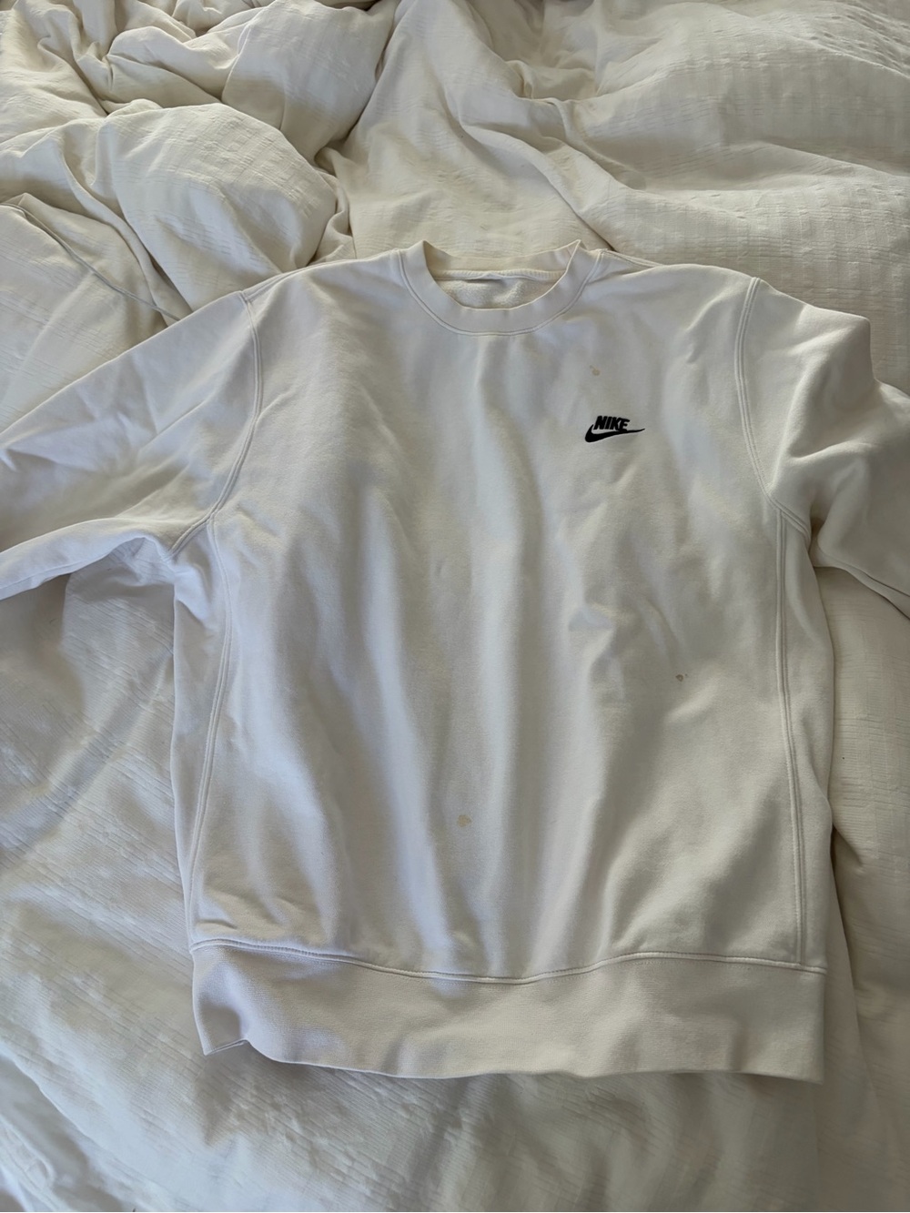 Nike White Crewneck Sweatshirt with Black Logo